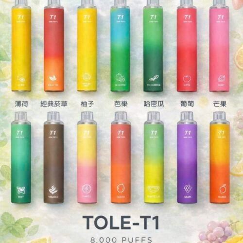 TOLE T1 一次性電子煙 8000口｜600mAh 電池｜9 種風味可選