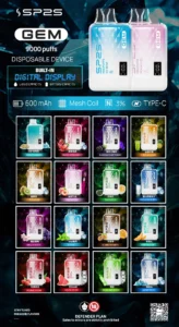 SP2S 9000 拋棄式電子煙 數字屏 可充電 SP2S GEM 9000 口 大容量 10ml 電子煙 SP2S 9000 一次性 Mesh Coil 小煙